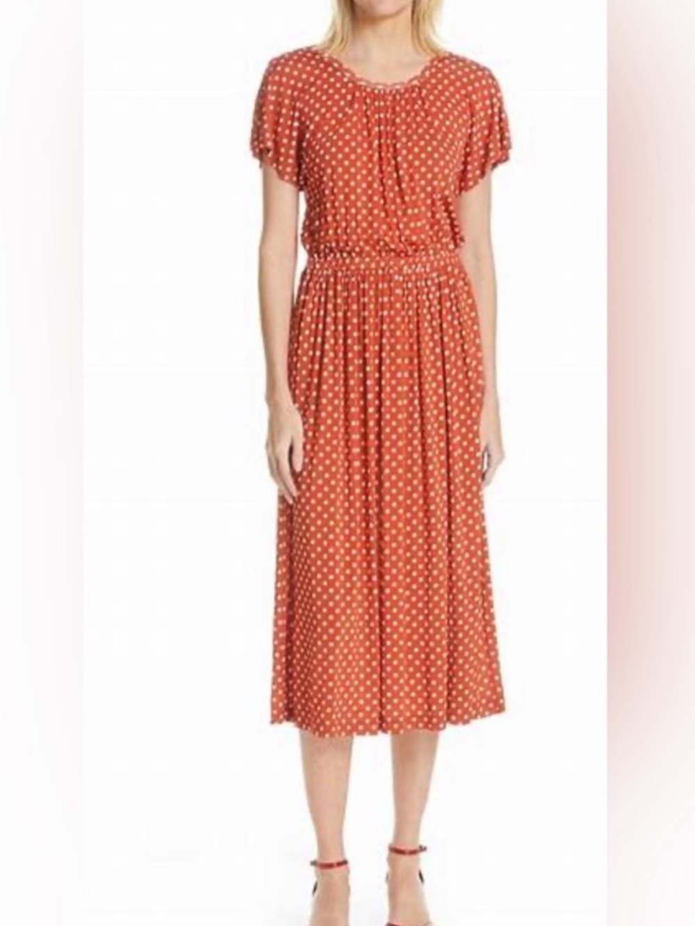 Stine Goya - Caitlin Dress - Polka Dot Rust draped- sz M